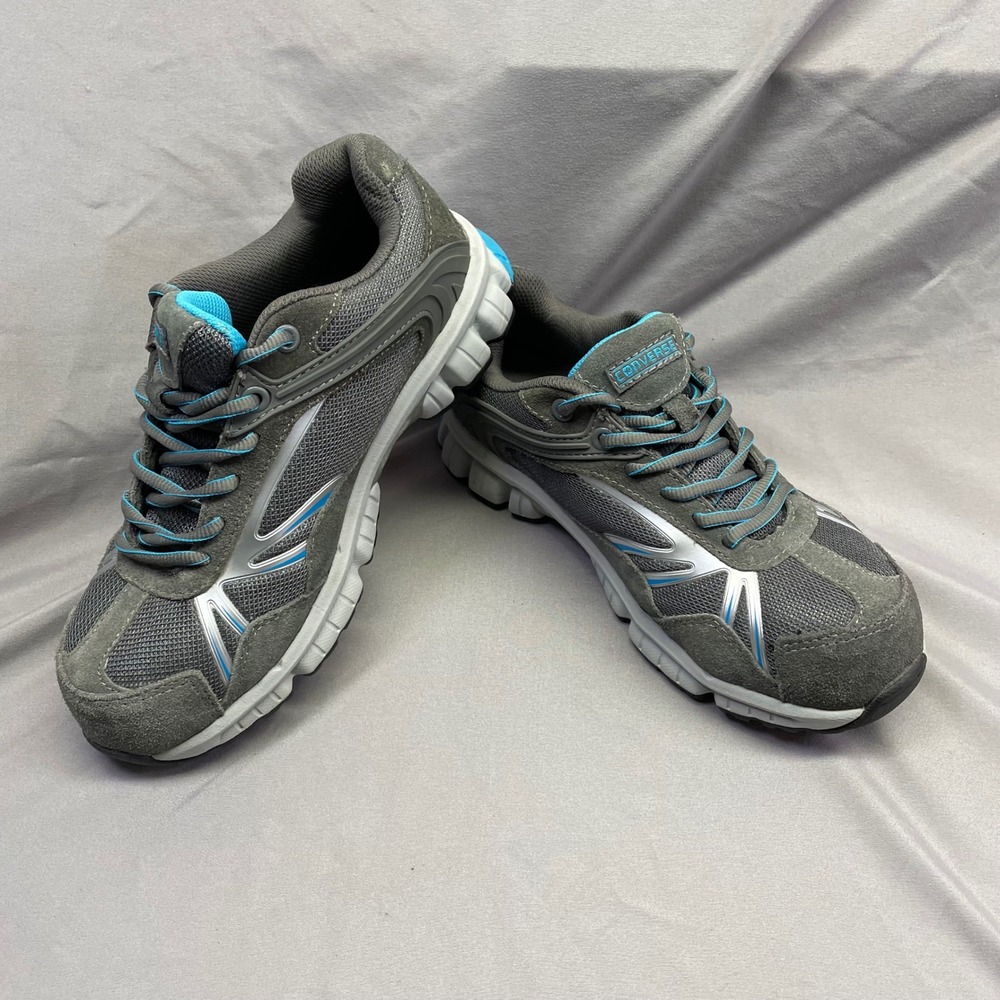 Converse‎ Steel Toe Work Shoes Womens Gray Blue Suede Mesh Safety Sneakers C1910